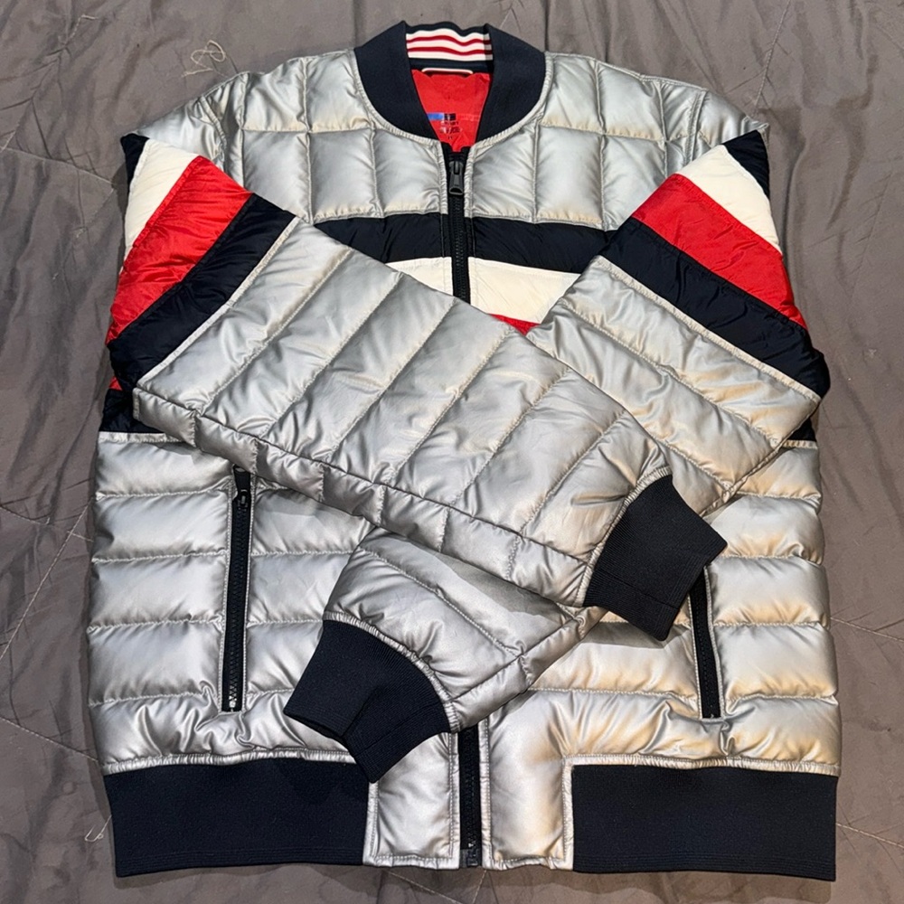 Tommy Hilfiger Sport Platinum Flag Logo Puffer RARE